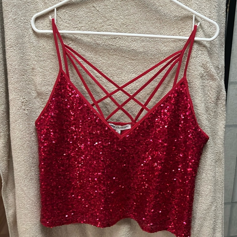 Express X Olivia Culpo Women’s M Red Sequence Dressy Tank Top